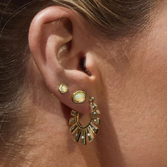 LUV AJ Gold Plated Swarovski Crystal Hoops - Picture 3 of 8